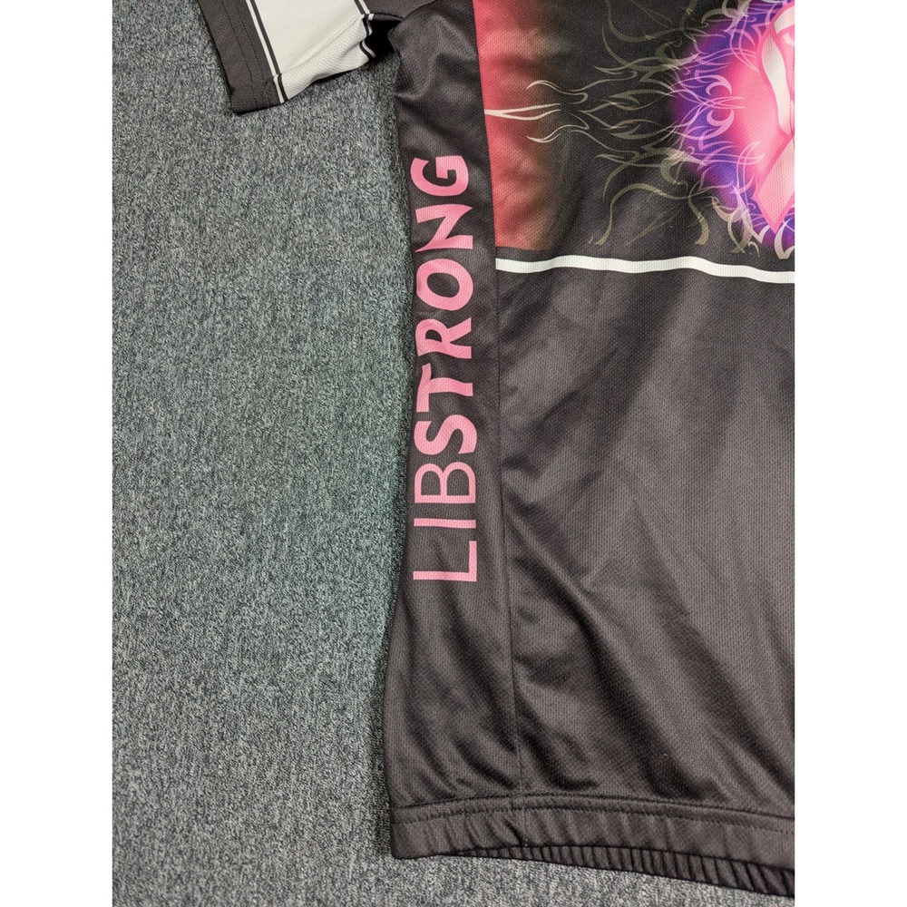Giordana Womens Libstrong Cycling Jersey Black Pink Ribbon Joshua 1:9 XL - Picture 2 of 9